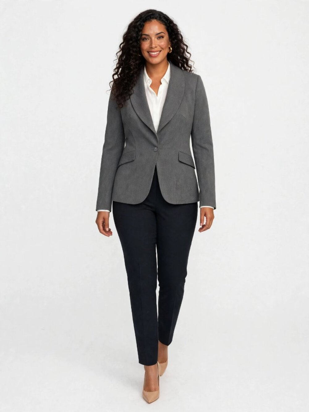 Express Editor Gray Shawl Collar Blazer L